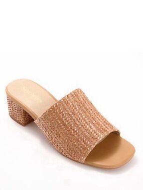 SEYCHELLES 👡 Tan Raffia Heel Mule Slide Sandal